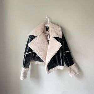 boohoo black aviator jacket